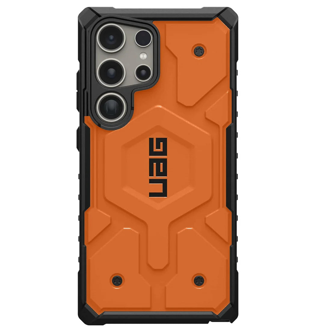 Samsung Galaxy S25 Ultra Pathfinder Series Rugged Armor MagSafe Case – Heavy Duty Shockproof Cover with Hinge Protection (Orange)