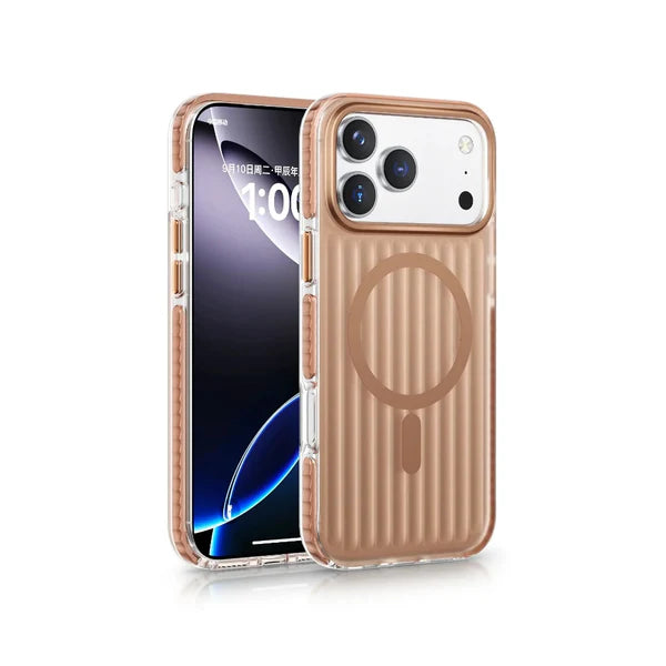 iPhone 17 Series Corrugated Metallic MagSafe Case – Shockproof Slim Anti-Slip Premium Protective Cover