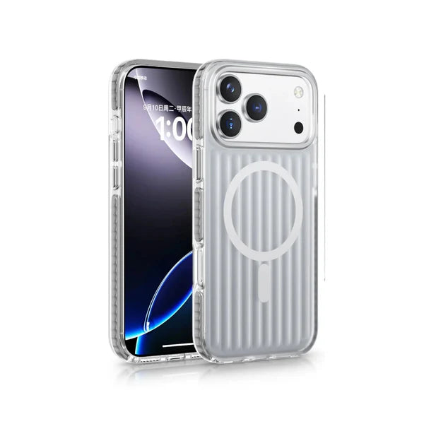 iPhone 17 Series Corrugated Metallic MagSafe Case – Shockproof Slim Anti-Slip Premium Protective Cover