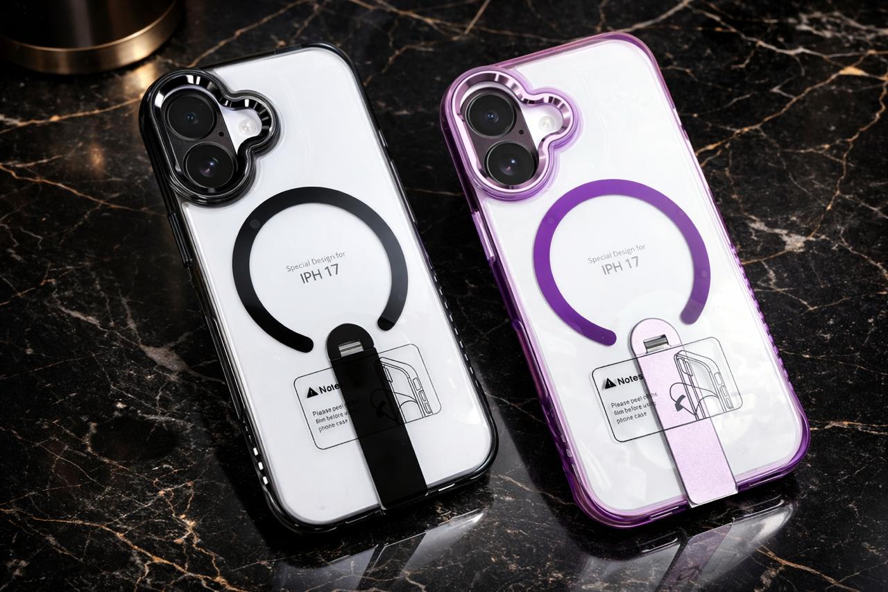 Crystal Clear Magnetic Case for iPhone 17 Series – Transparent Shockproof Slim Cover with Colored Ring Design