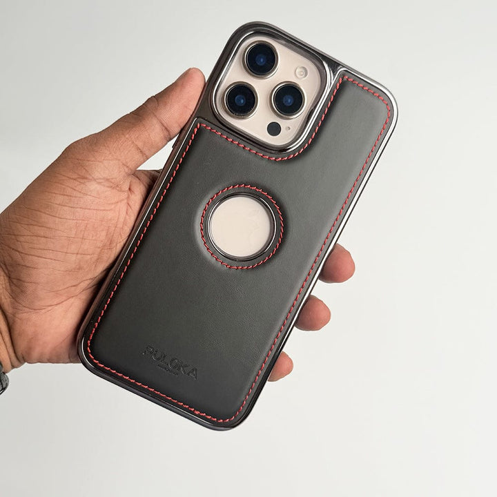 iPhone 16 Pro Max Classy Elite Black Leather Case – Premium Slim Shockproof Luxury Cover