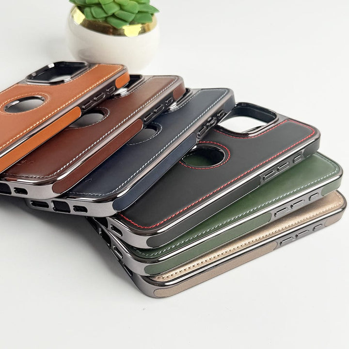 iPhone 16 Pro Max Classy Elite Black Leather Case – Premium Slim Shockproof Luxury Cover