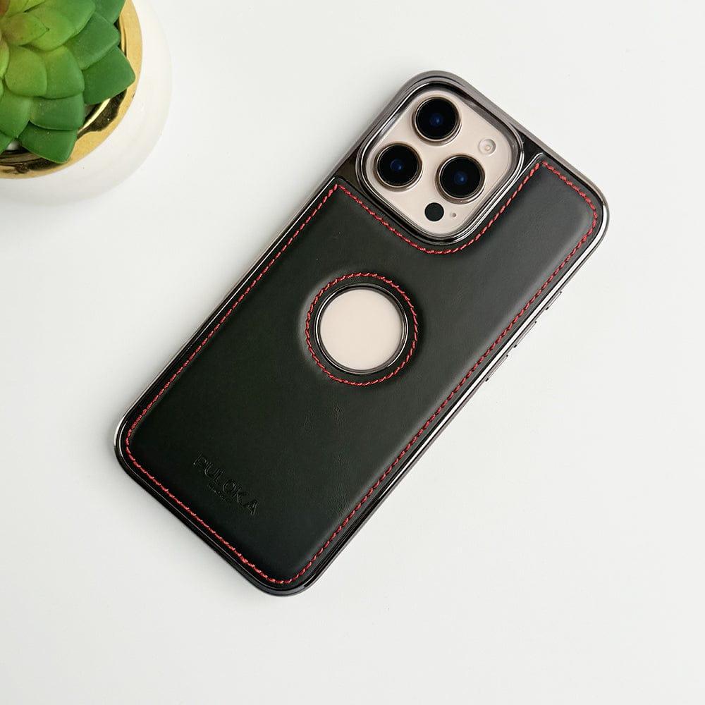 iPhone 16 Pro Max Classy Elite Black Leather Case – Premium Slim Shockproof Luxury Cover