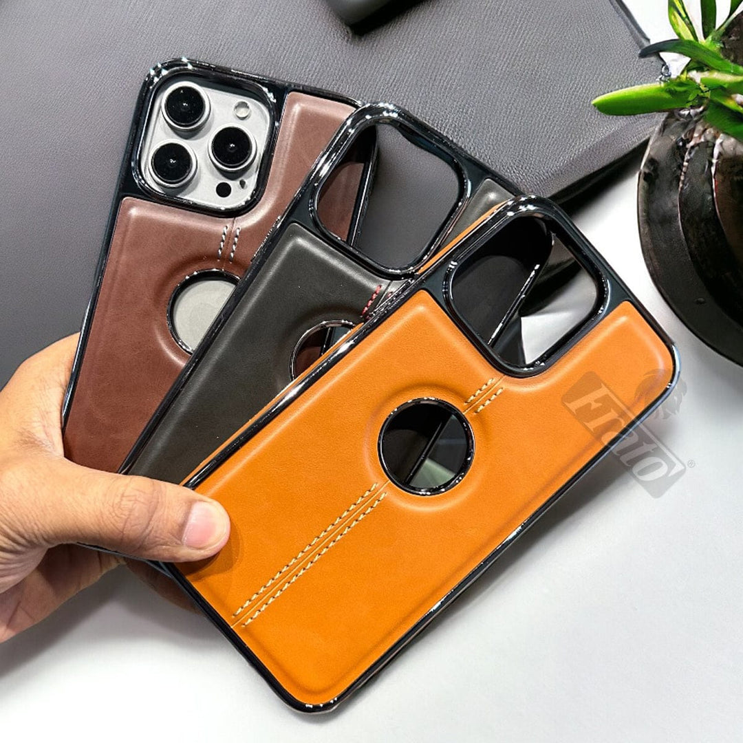 iPhone 16 Pro Max Classy Elite Black Leather Case – Premium Slim Shockproof Luxury Cover