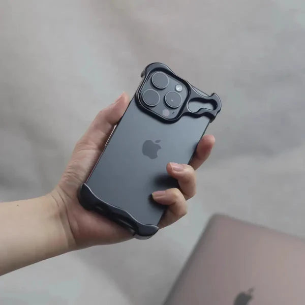 iPhone 15 Series Titanium Metal Bumper Case with Camera Ring Protection – Slim Minimalist Shockproof Frame Cover