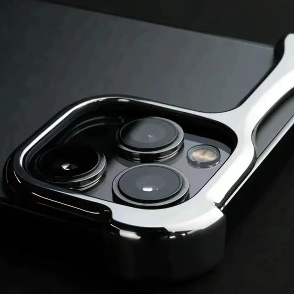 iPhone 15 Pro Max Titanium Metal Bumper Case with Camera Ring Protection – Slim Minimalist Shockproof Frame Cover