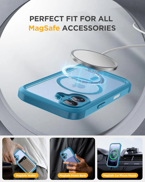 iPhone 17 360° Full Protection Case (Blue) with Built-in Screen Protector & Camera Protection – Shockproof Front + Back Cover