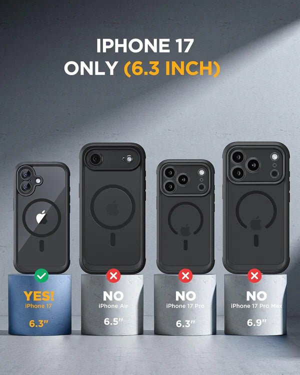 iPhone 17 360° Full Protection Case with Built-in Screen Protector & Camera Protection – Shockproof Front + Back Cover (Black)