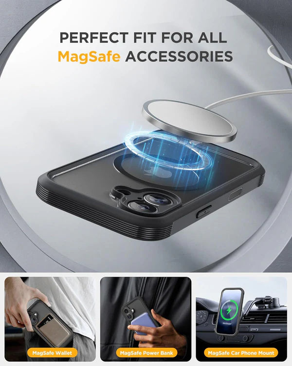 iPhone 17 360° Full Protection Case with Built-in Screen Protector & Camera Protection – Shockproof Front + Back Cover (Black)