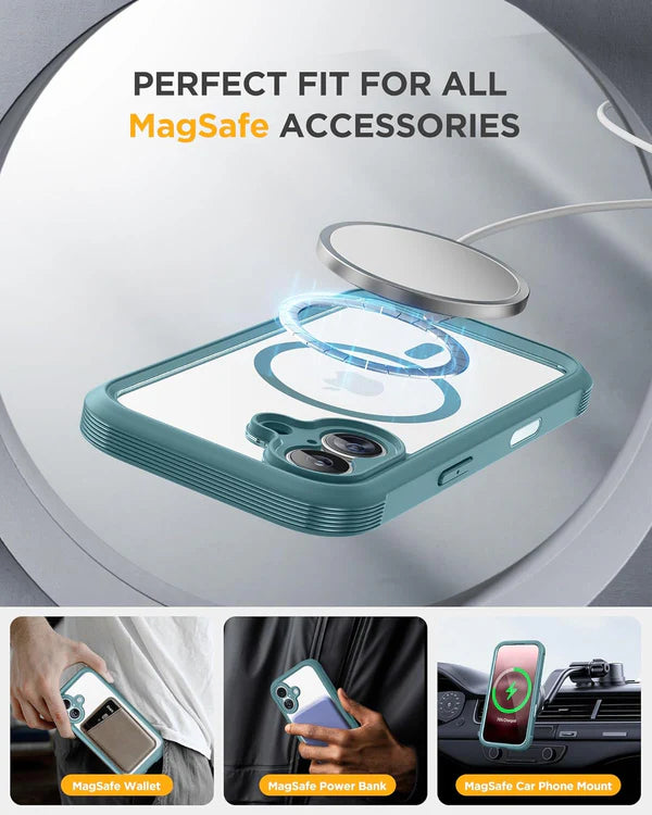 iPhone 17 360° Full Protection Case (Green) with Built-in Screen Protector & Camera Protection – Shockproof Front + Back Cover