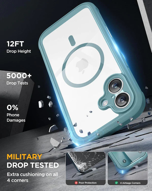 iPhone 17 360° Full Protection Case (Green) with Built-in Screen Protector & Camera Protection – Shockproof Front + Back Cover