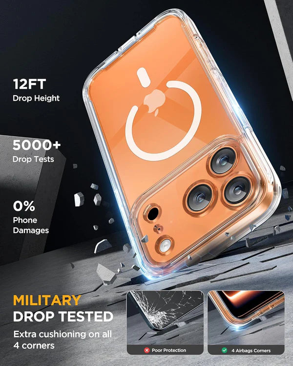 iPhone 17 Pro 360° Full Protection Clear Case with Built-in Screen Protector & Camera Protection – Shockproof Front + Back Cover