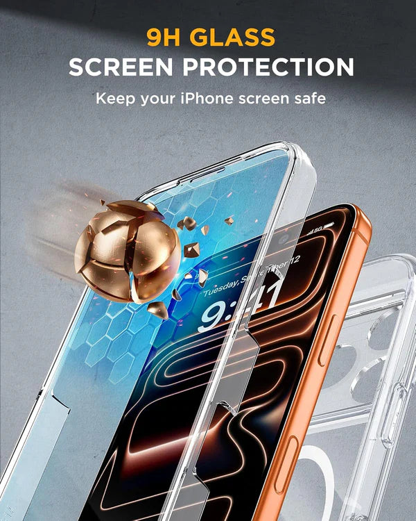 iPhone 17 Pro 360° Full Protection Clear Case with Built-in Screen Protector & Camera Protection – Shockproof Front + Back Cover
