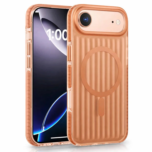 iPhone 17 Series Corrugated Metallic MagSafe Case – Shockproof Slim Anti-Slip Premium Protective Cover