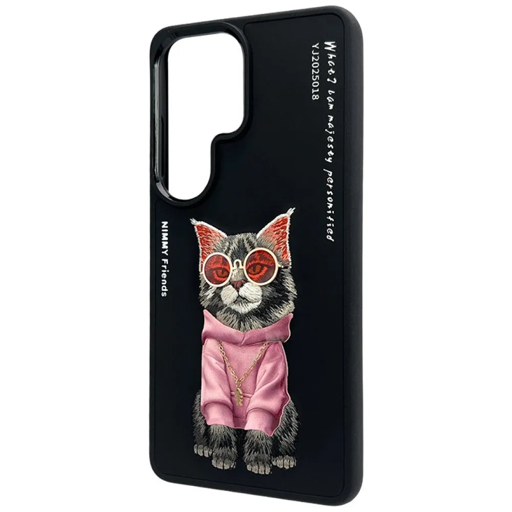 Nimmy Cool Cat Glasses Designer Case for Samsung Galaxy S26 Ultra – Black Cartoon Cover with Shockproof Protection & Anti-Slip Grip