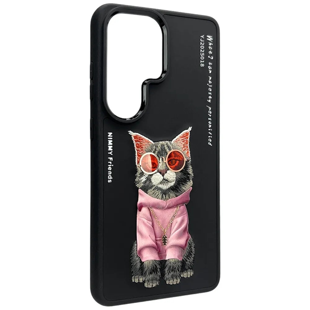 Nimmy Cool Cat Glasses Designer Case for Samsung Galaxy S26 Ultra – Black Cartoon Cover with Shockproof Protection & Anti-Slip Grip