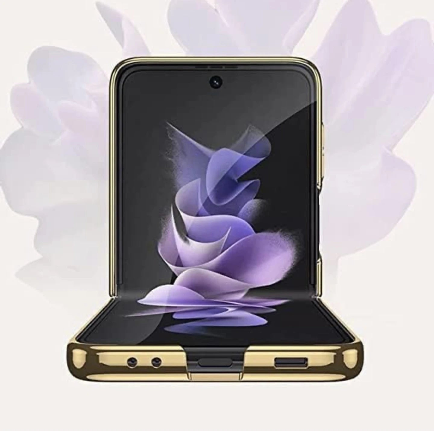 Samsung Galaxy Z Flip 5 Leather Case with Gold Ring Holder – Stylonic Premium Back Cover Slim Shockproof Protective Case